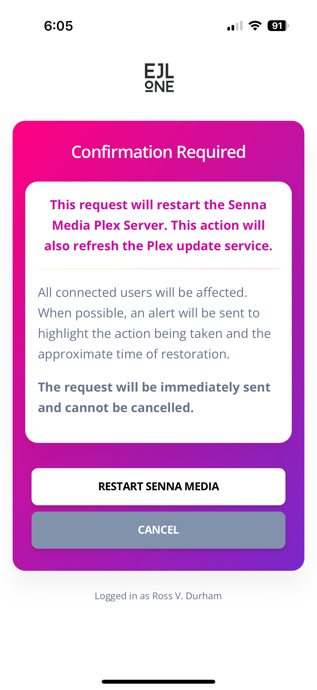 EJL One Controller Confirmation